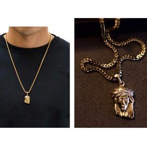 Gold Plated Jesus Pendant On 28in Necklace